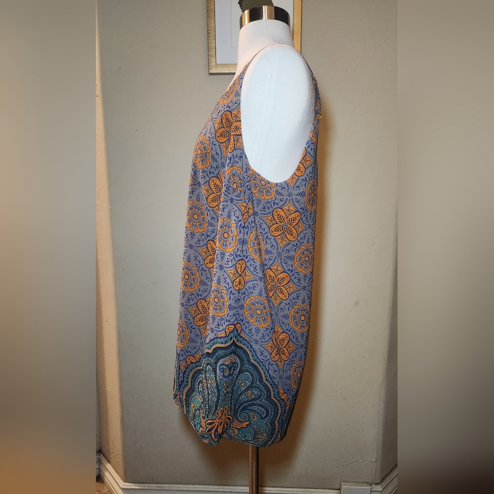 Cabi Tank Top Taupe Orange & Blue Size Medium Adjustable Straps - Picture 2 of 5
